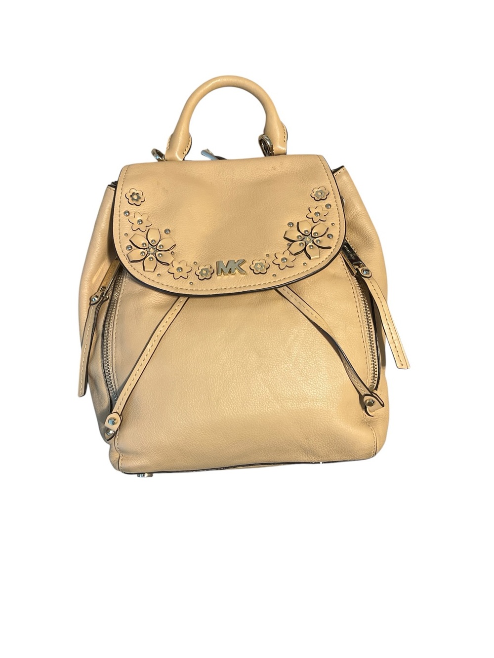 Michael Kors Cream Floral-Appliqué Leather Backpack - Picture 2 of 4